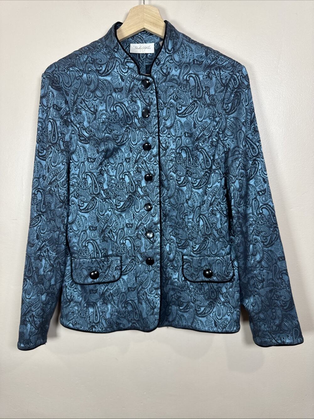 VTG Studio Works Womens Blazer Paisley Damask M Boho Artsy Funky 80s 90s Whimsy